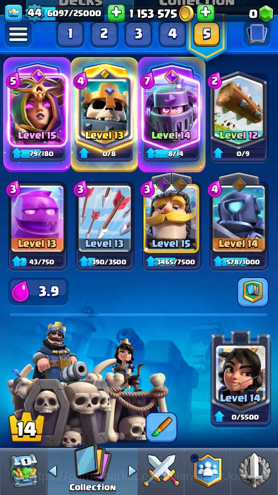 Clash Royale Accounts Lv 44|Trophy 9776|KTL 14|Many Limit Skin| Total Ca image 5