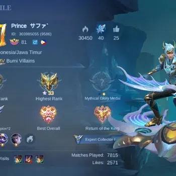 Mobile Legends: Bang Bang Accounts Collector Global|Skin 196|Expert|KOF Karina,Collector Natalia,Lightborn