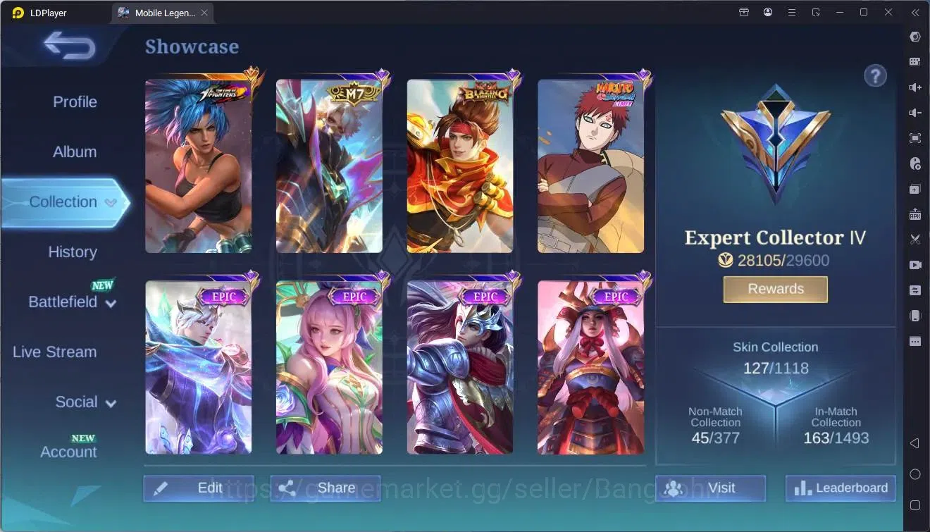 Mobile Legends: Bang Bang Accounts Global |Hero 102|Skin 127|Expert|KOF Karina|M7 Gra image 2
