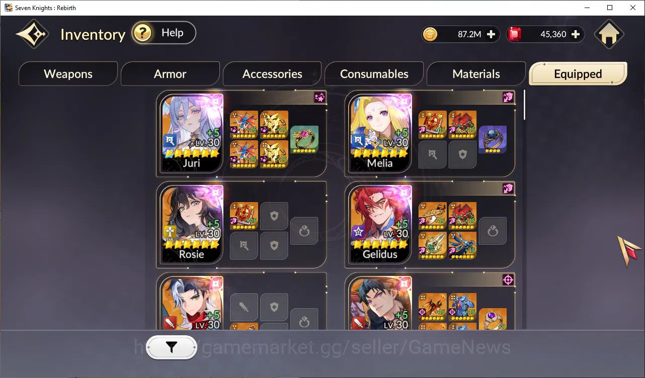 Seven Knights Re:Birth Accounts Global Sea|4 Ex-7k [Gelidus,JuriTC1,Melia,Rosie]+2 image 13