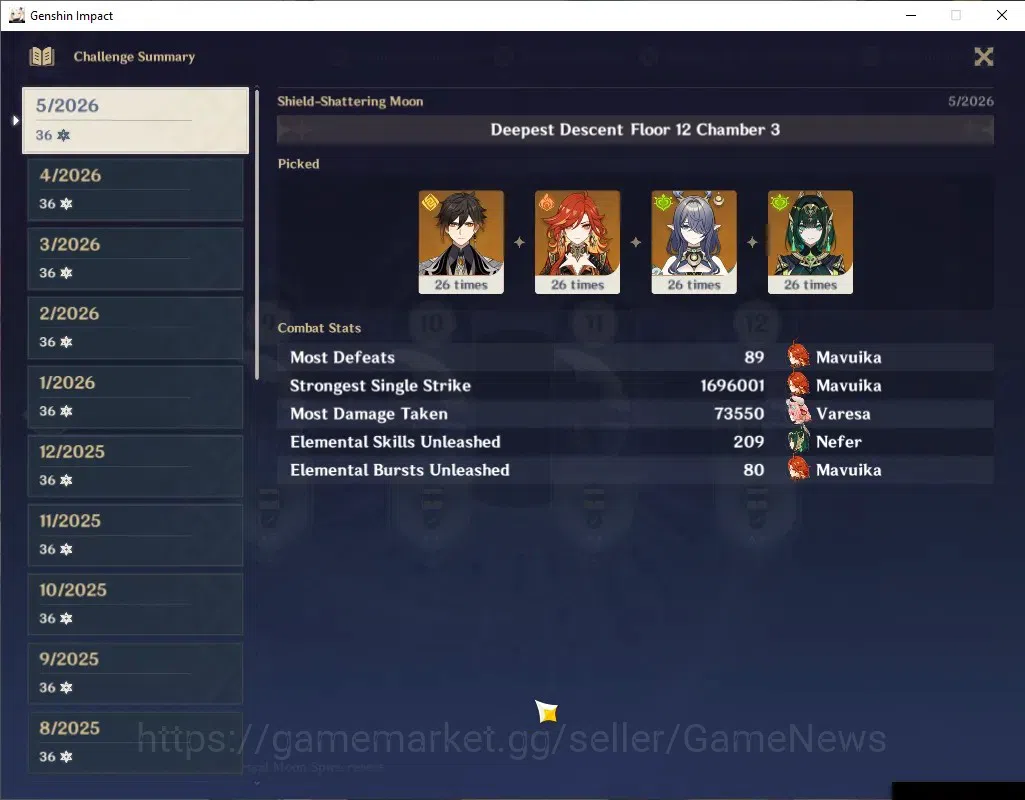 Genshin Impact Accounts ASIA|AR 60|ENDGAME|Dual Meta Teams [Mavuika+Nefer] image 6