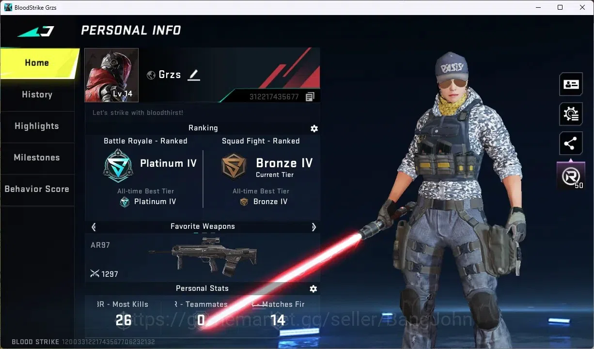 Blood Strike Accounts ASIA | 1 ULTRA MELEE: Lightblade - Dark Force | 2 image 1