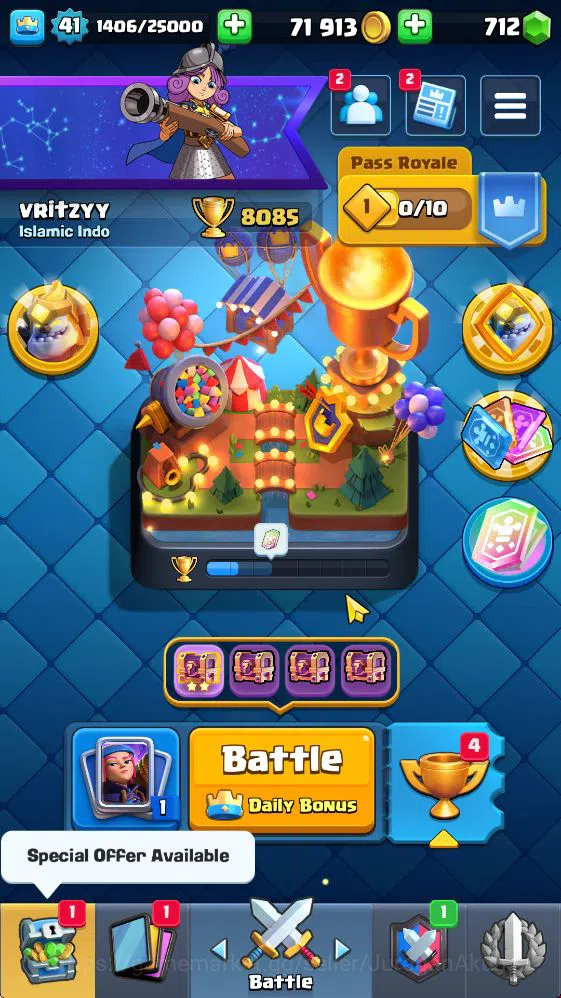 Clash Royale Accounts Lvl 41|Trophy 8085|KTL 13|Limited Skin|Card 120| 1 image 1