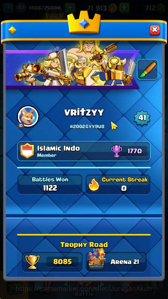 Clash Royale Accounts Lvl 41|Trophy 8085|KTL 13|Limited Skin|Card 120| 1 image 2