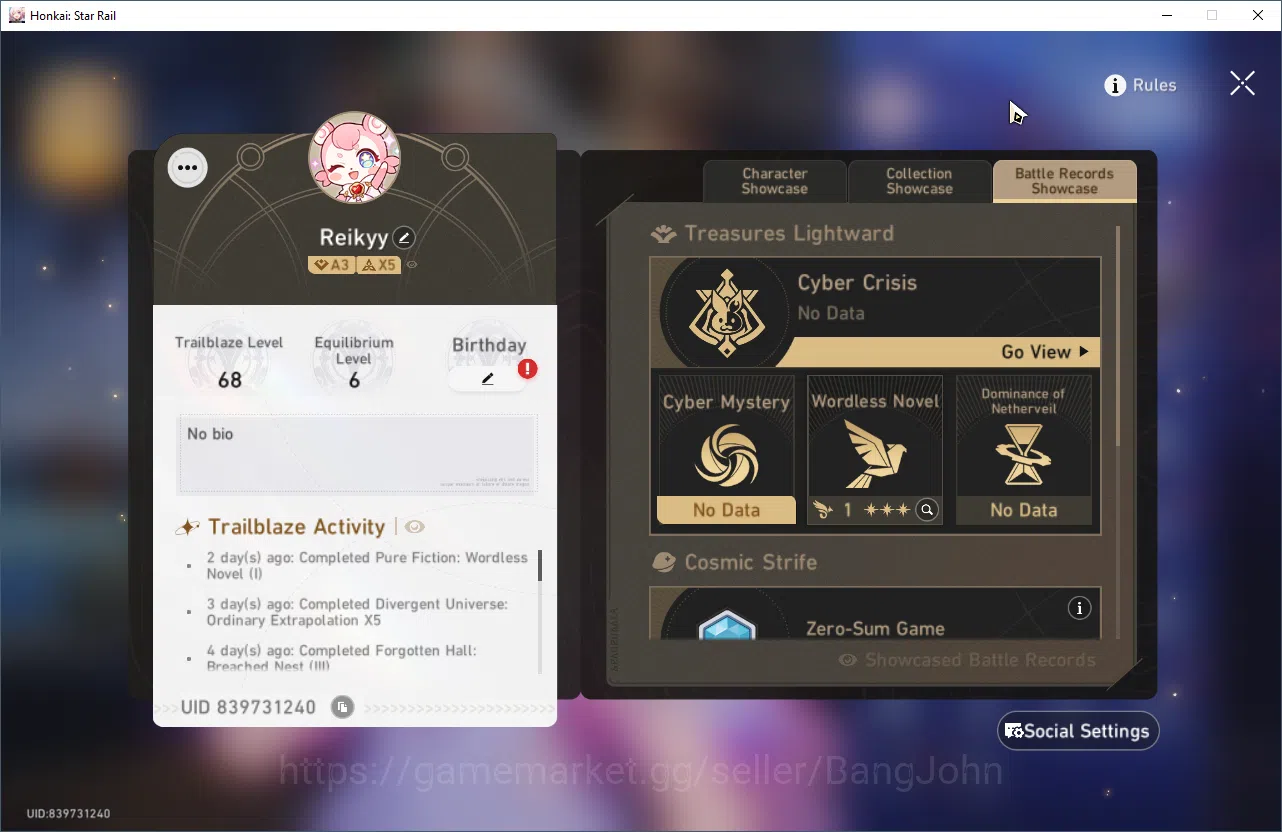 Honkai Star Rail Accounts ASIA | TL 70 | 8 Limit | 210 Golden Ticket |HSR107 image 18