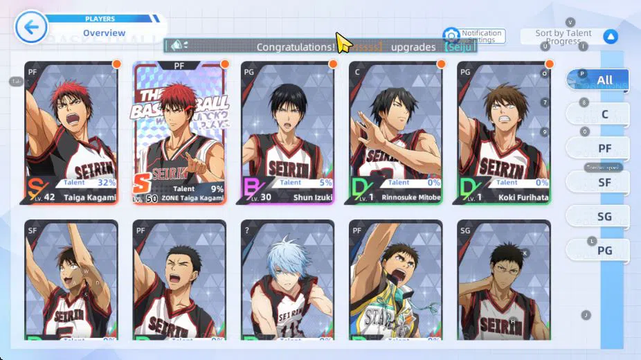 Kuroko's Basketball Street Rivals Accounts SEA SV 010|Starter Lv 18 Limit Char| Zone Taiga Kagami + Many Resource 10x 3