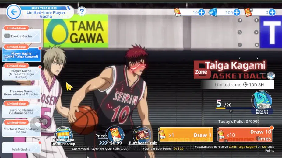 Kuroko's Basketball Street Rivals Accounts SEA SV 010|Starter Lv 18 Limit Char| Zone Taiga Kagami + Many Resource 10x 6