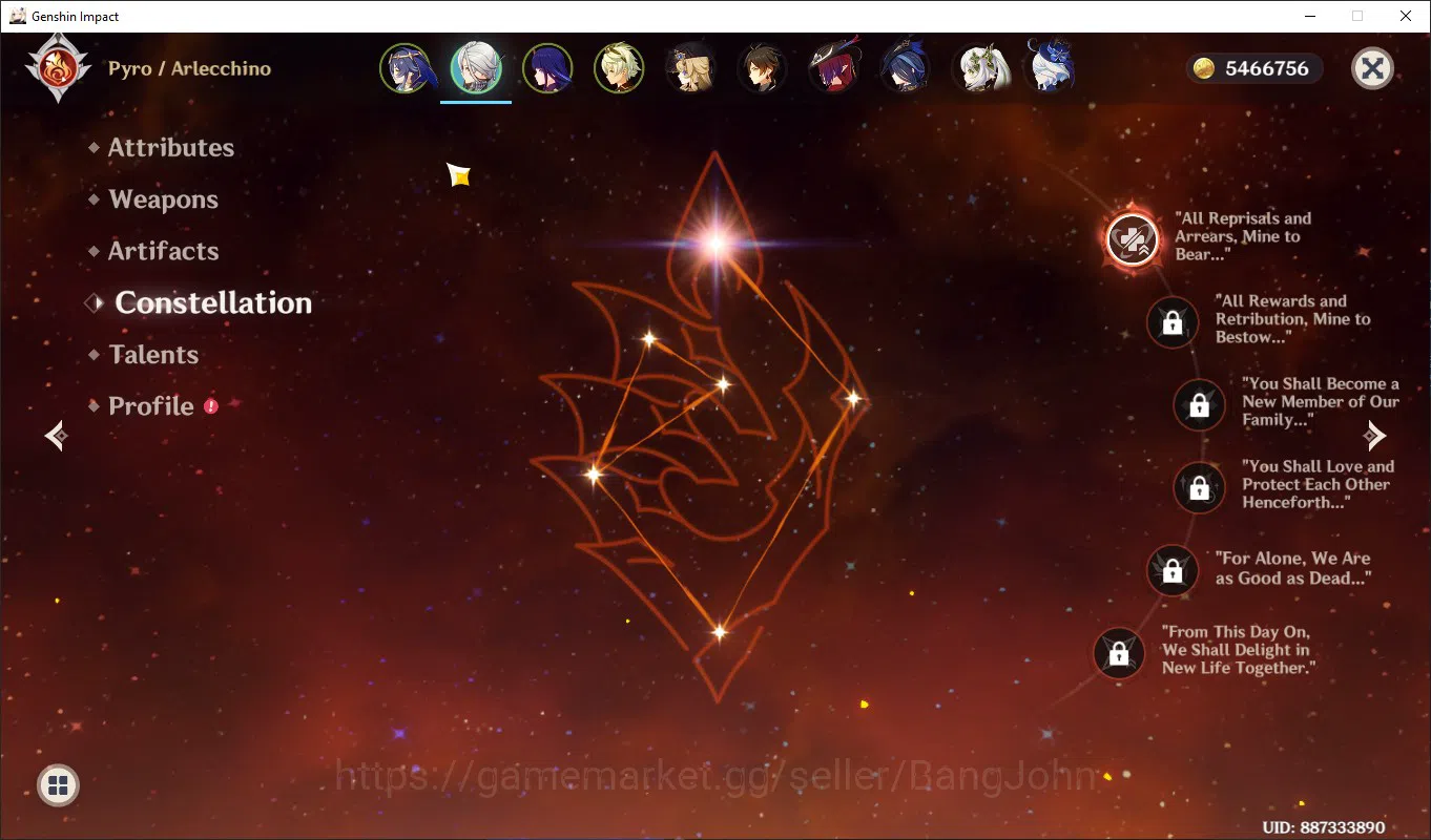 Genshin Impact Accounts ASIA | AR 59, raiden, arlechino, bennet, Zhongli, image 5