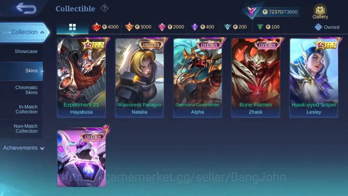 Mobile Legends: Bang Bang Accounts Collector Global|Hero 129|Skin 251|Renown|Prime YZ|ANN Haya+Lesley|LBox 10