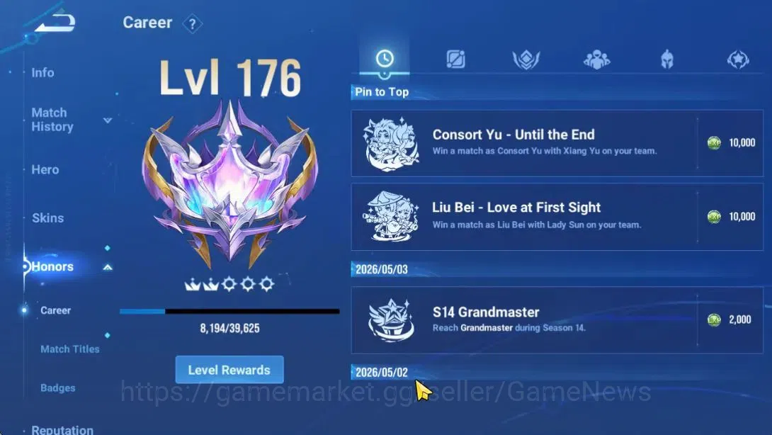 Honor of Kings Accounts Hero112 Skin273|DioChan(Mythic),Daqioa(Blessed),Yi image 7
