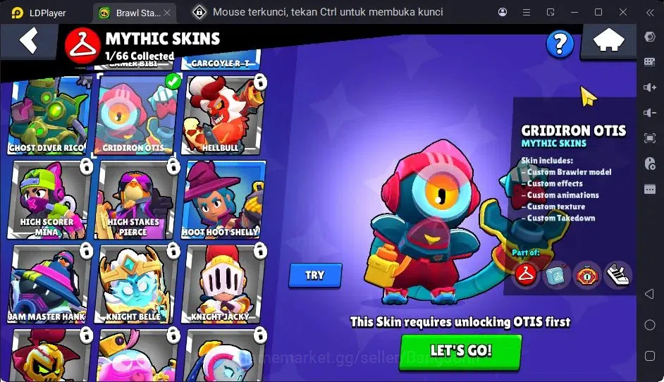 Brawl Stars Accounts Trophy 393|13 Brawler|3 Lv11(Shelly,Edgar,Kenji)|1 Hypercharge(Rico),1Mythic,4 Epic Skin|3157 13