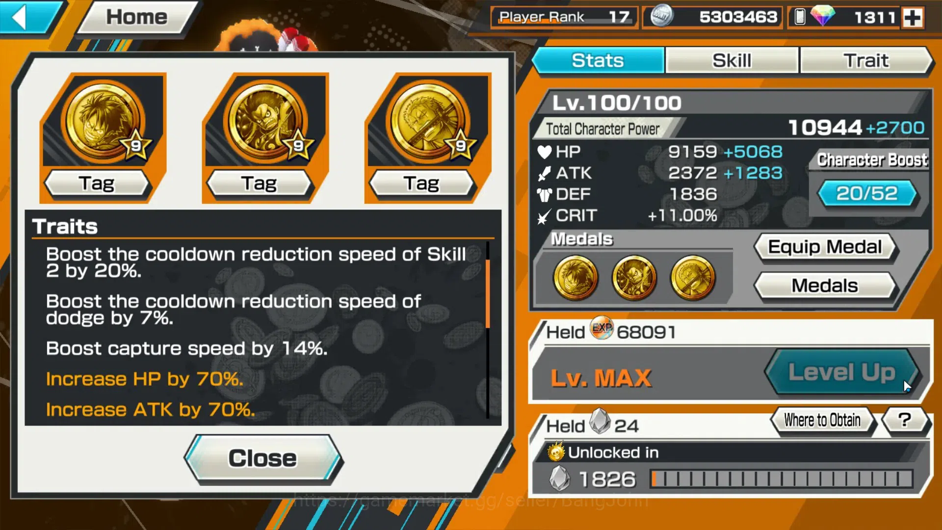 One Piece Bounty Rush Accounts GLOBAL|EX 4 Max|PR 17|2,6K GF+1,3K RD Andro|Kaido, image 3