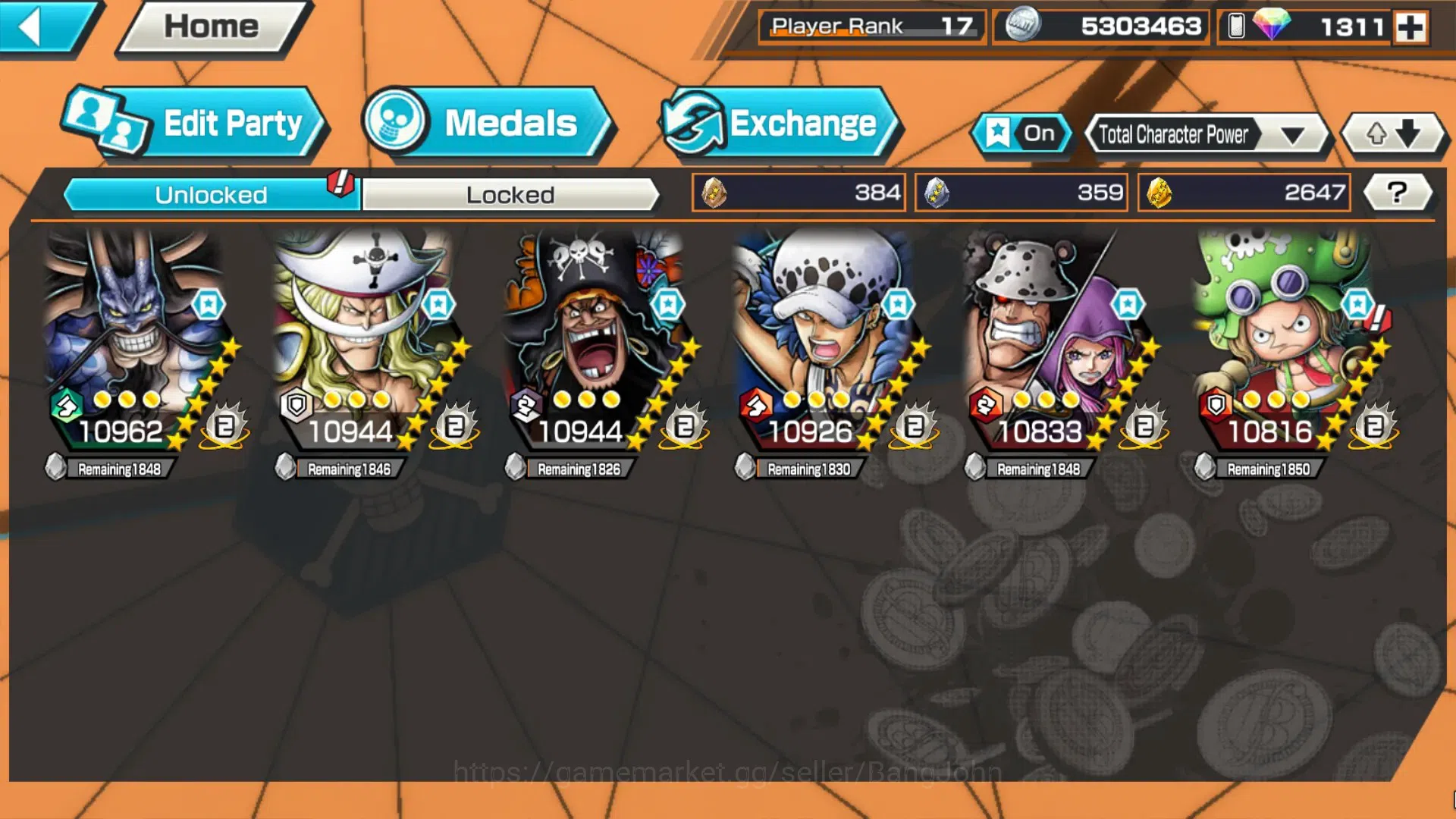 One Piece Bounty Rush Accounts GLOBAL|EX 4 Max|PR 17|2,6K GF+1,3K RD Andro|Kaido, image 6