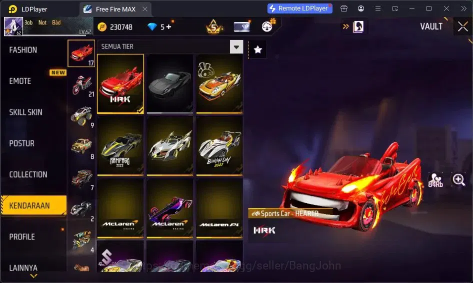 Free Fire Accounts Indonesia | Vault 375 | EVO-SCAR MEGALODON| SG Tro image 10