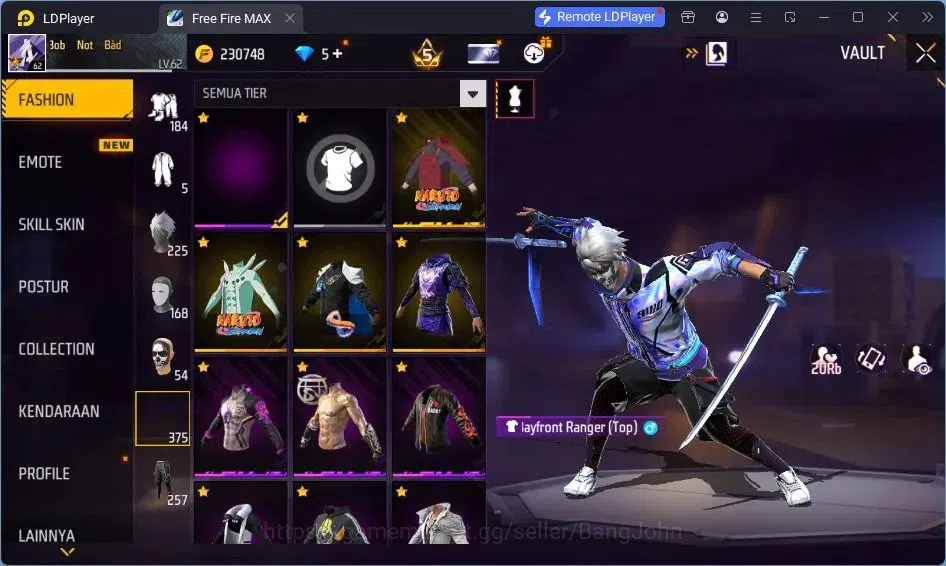 Free Fire Accounts Indonesia | Vault 375 | EVO-SCAR MEGALODON| SG Tro image 16