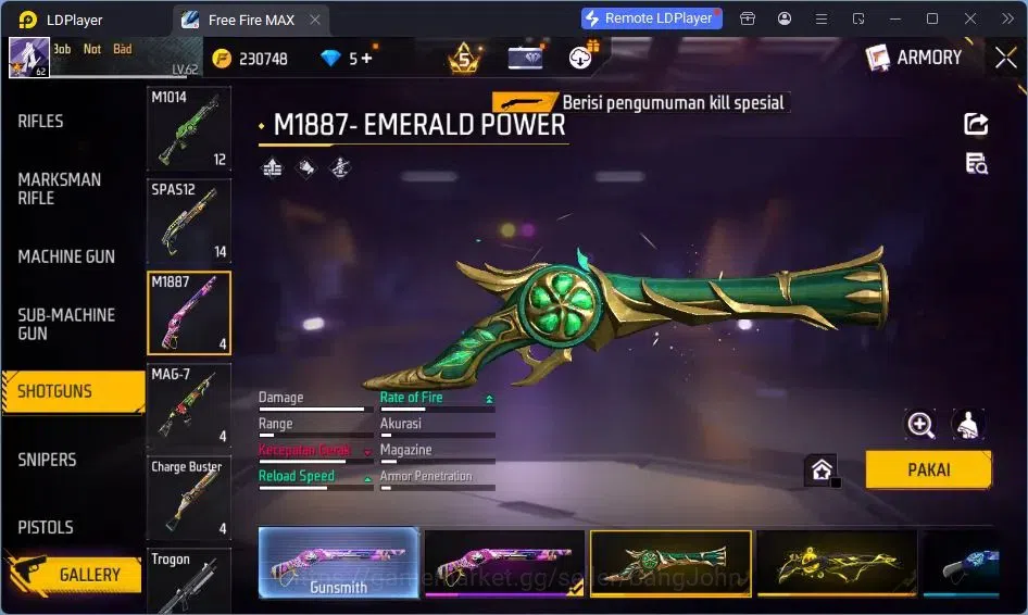 Free Fire Accounts Indonesia | Vault 375 | EVO-SCAR MEGALODON| SG Tro image 6