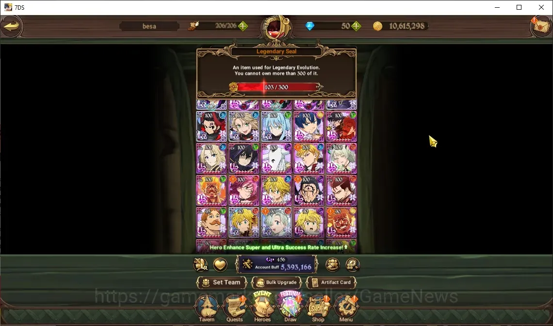 The Seven Deadly Sins: Grand Cross Accounts Endgame GLOBAL|5.3M CC|103 LS|7 LR 14UR + Many 1
