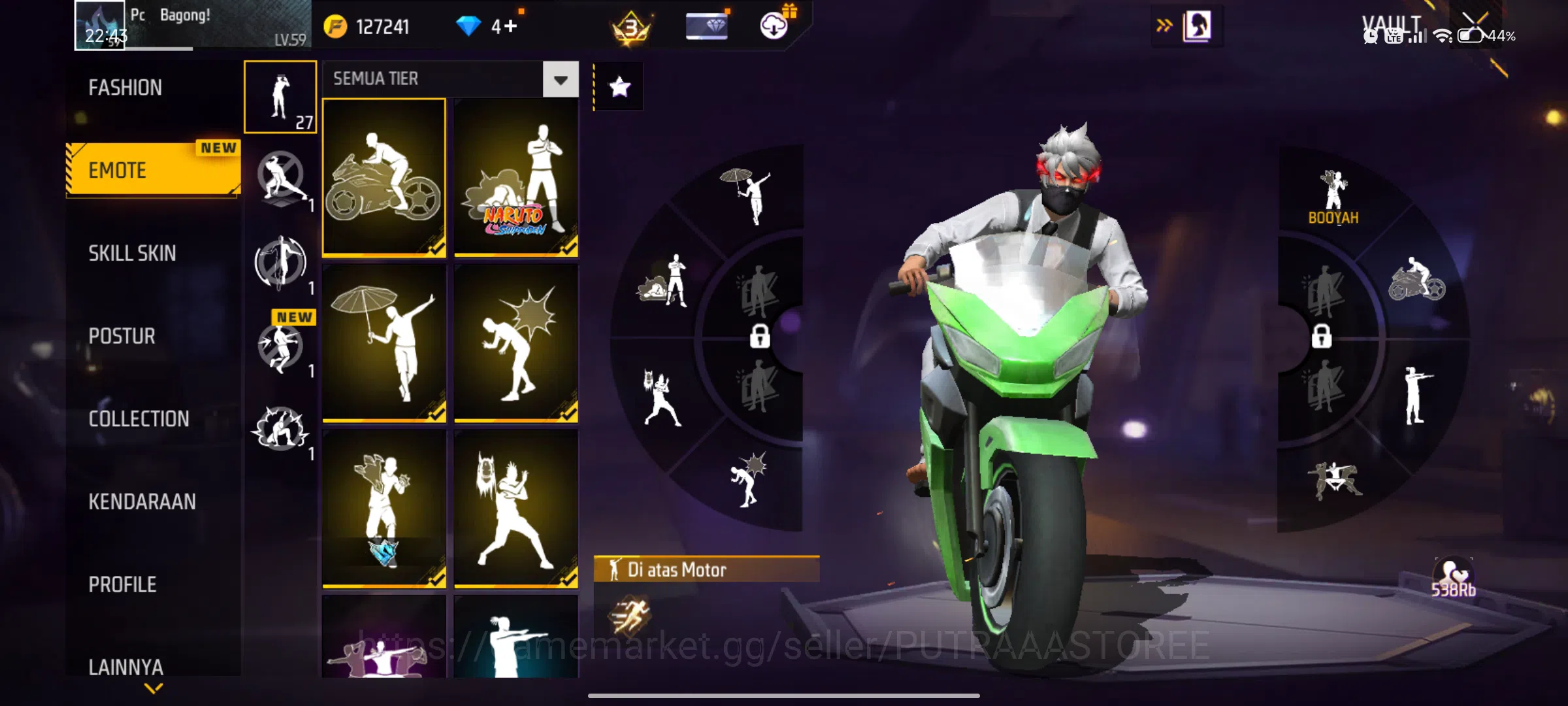 Free Fire Accounts INDONESIA | LOGIN GOOGLE | EMOT LOBY GELAP 1 | EVO image 10