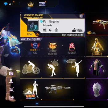 Free Fire Accounts INDONESIA | LOGIN GOOGLE | EMOT LOBY GELAP 1 | EVO image 1