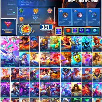 Mobile Legends: Bang Bang Accounts 🔥 #3974 🔥 351 Skins 💎 Exalted Collector IV 👑 Collector Natalia ⚔️ Prime Granger & Yu