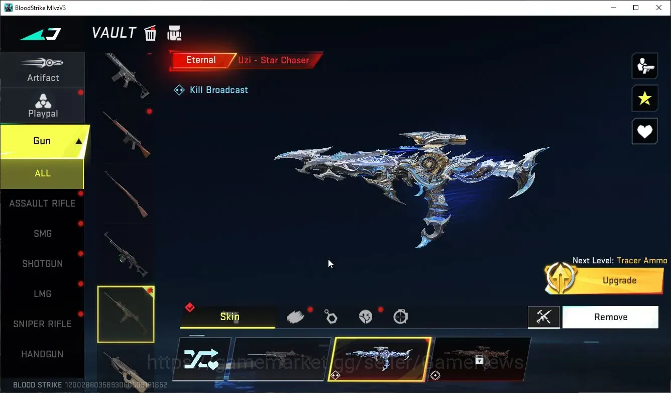 Blood Strike Accounts Collab Skin Asia|ETERNAL Uzi StarChaser Lv2|3 Ultra Spike TwilightBaron,FAL Luchador,Galil Knight|1 1