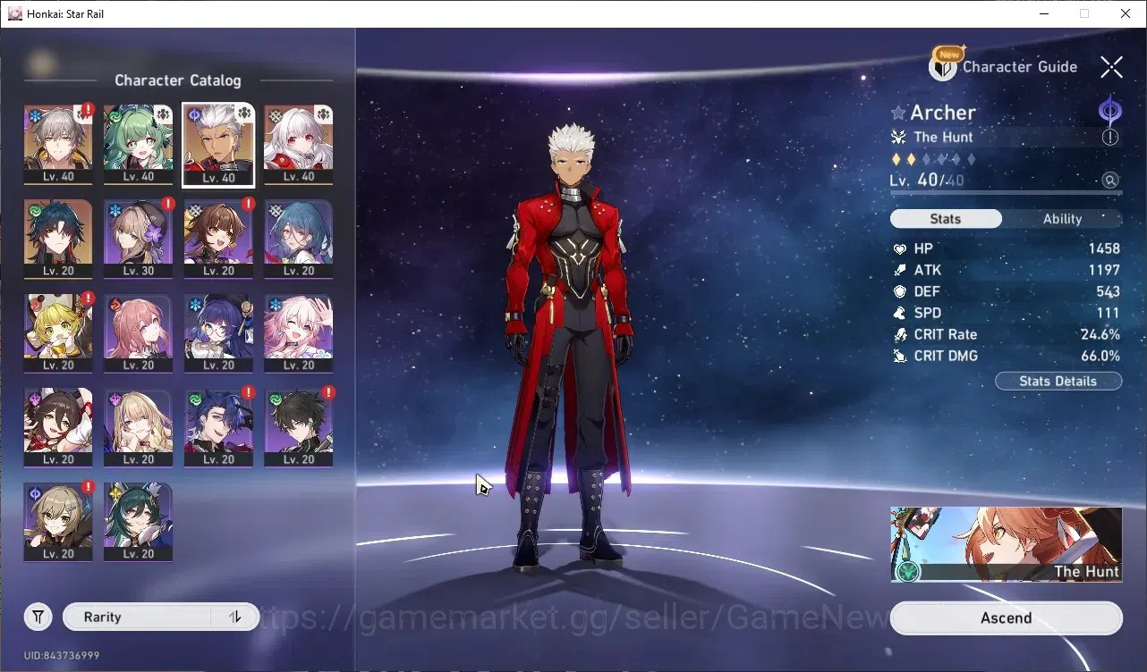 Honkai Star Rail Accounts Starter ASIA| Starter |TL 25|3 Limited| Blade,Huohuo,Archer +1 STD Char (Clara) |Rate On Fate 1