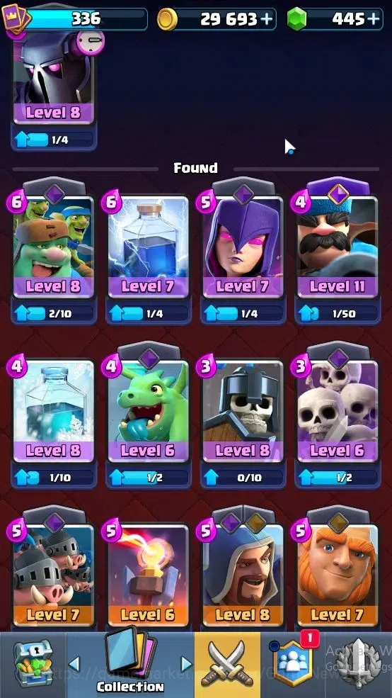 Clash Royale Accounts High-End Lvl 336|Trophy 2955|KTL 8|Card 49|3 EVO, 9 Epic,18 Rare,22 Common|1 Wild Shard+Gems 445|Take 11