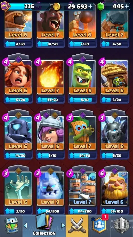 Clash Royale Accounts High-End Lvl 336|Trophy 2955|KTL 8|Card 49|3 EVO, 9 Epic,18 Rare,22 Common|1 Wild Shard+Gems 445|Take 12