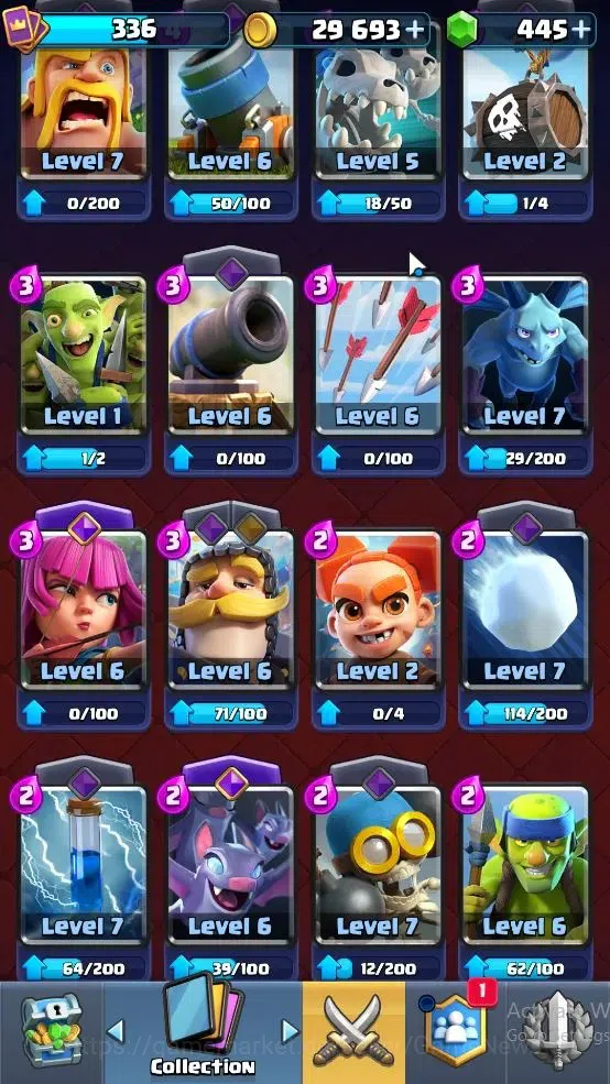 Clash Royale Accounts High-End Lvl 336|Trophy 2955|KTL 8|Card 49|3 EVO, 9 Epic,18 Rare,22 Common|1 Wild Shard+Gems 445|Take 13