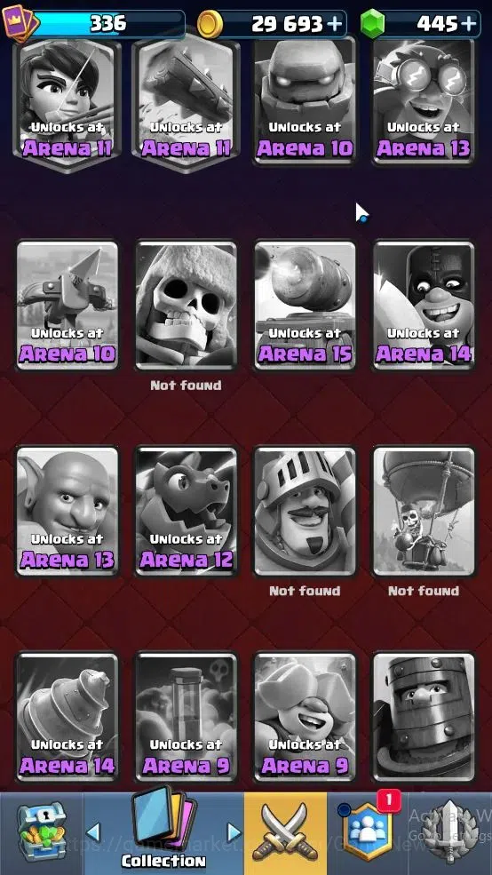 Clash Royale Accounts High-End Lvl 336|Trophy 2955|KTL 8|Card 49|3 EVO, 9 Epic,18 Rare,22 Common|1 Wild Shard+Gems 445|Take 16