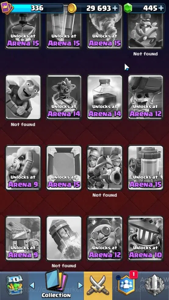 Clash Royale Accounts High-End Lvl 336|Trophy 2955|KTL 8|Card 49|3 EVO, 9 Epic,18 Rare,22 Common|1 Wild Shard+Gems 445|Take 17