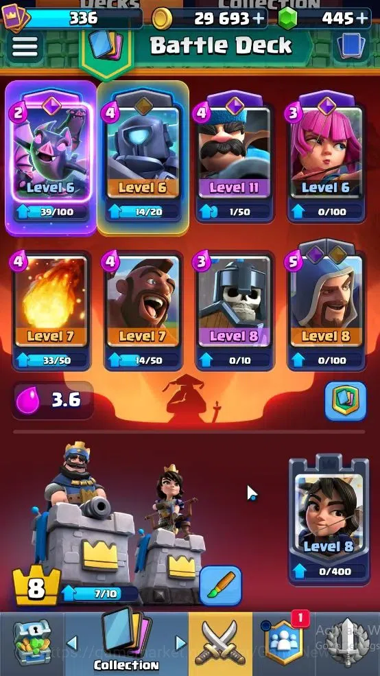 Clash Royale Accounts High-End Lvl 336|Trophy 2955|KTL 8|Card 49|3 EVO, 9 Epic,18 Rare,22 Common|1 Wild Shard+Gems 445|Take 4