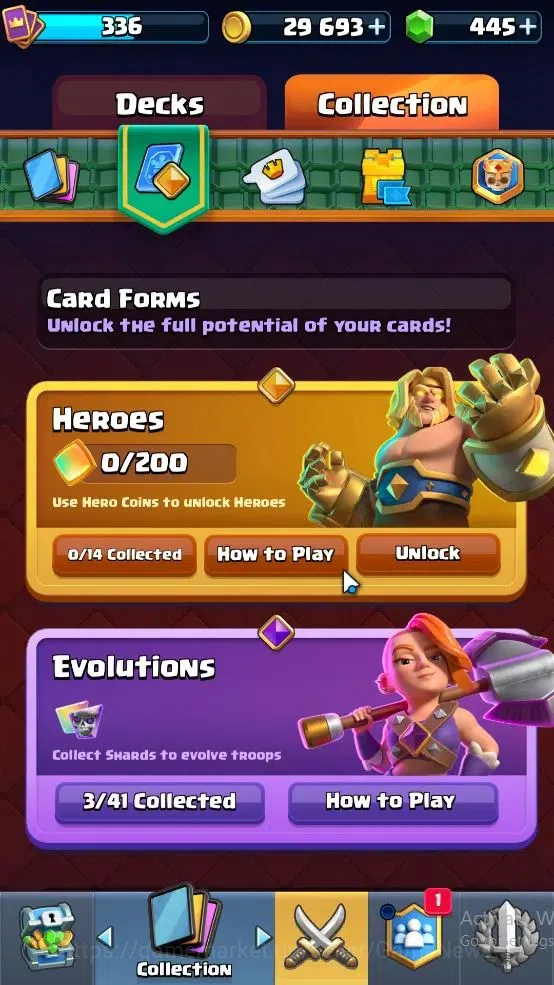 Clash Royale Accounts High-End Lvl 336|Trophy 2955|KTL 8|Card 49|3 EVO, 9 Epic,18 Rare,22 Common|1 Wild Shard+Gems 445|Take 5