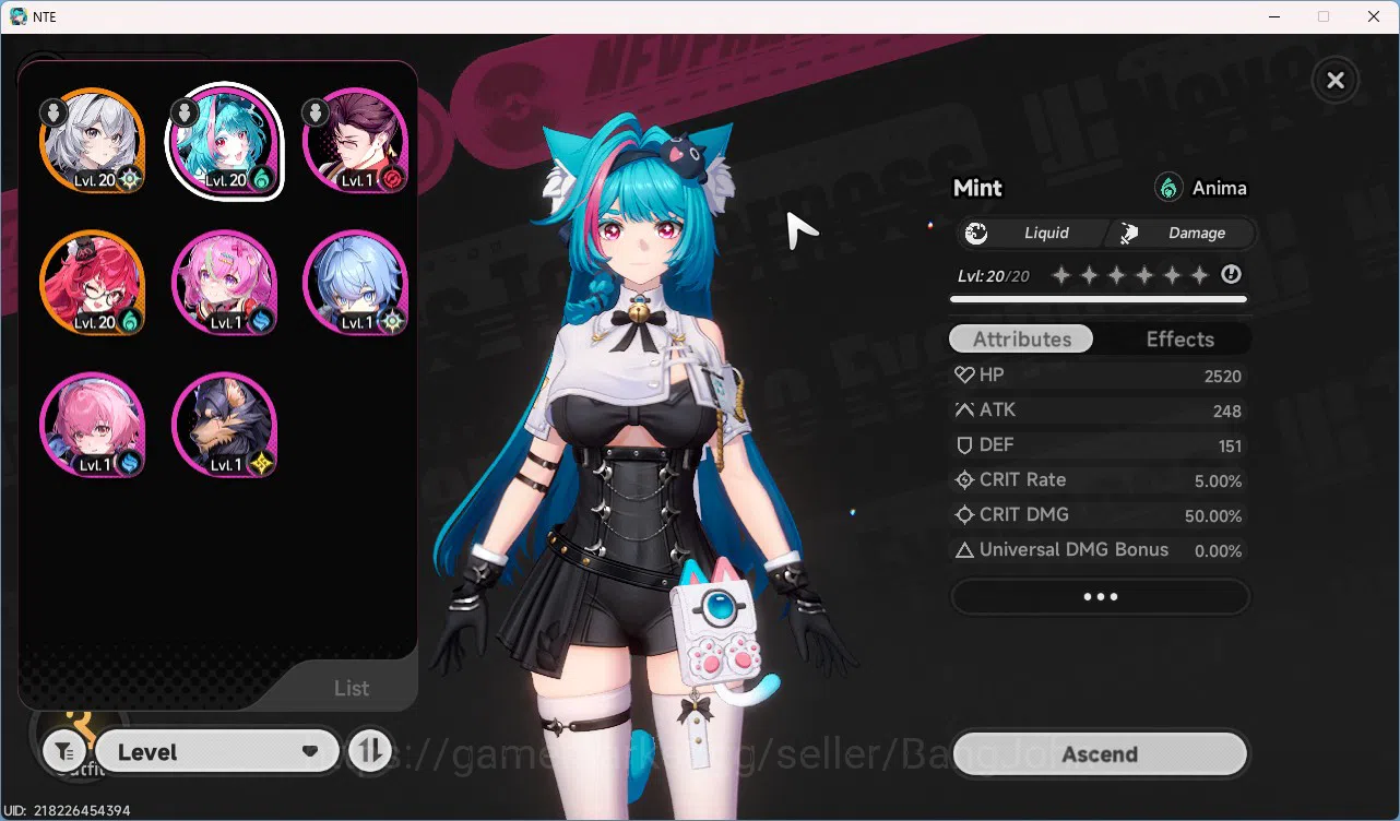 Neverness to Everness Accounts EU | Starter Lvl 3 | 1 S Nanally + Glider + 6 A Ch image 2
