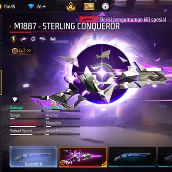 Free Fire Accounts Indonesia |3 EVO: M1887,MP40,AN94|M1887: Sterlign Conqueror,Mamba Gnaw,Peluru Suci,Bunny's