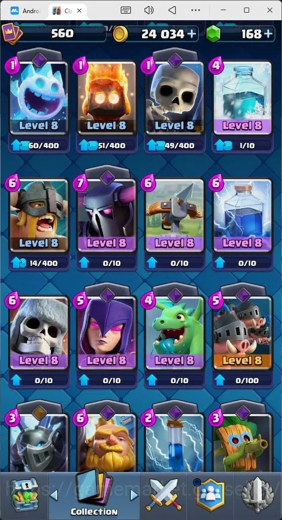 Clash Royale Accounts Mobile |Trophy 3550|4 EVO Cards|1 Hero Card|168 Ge image 5