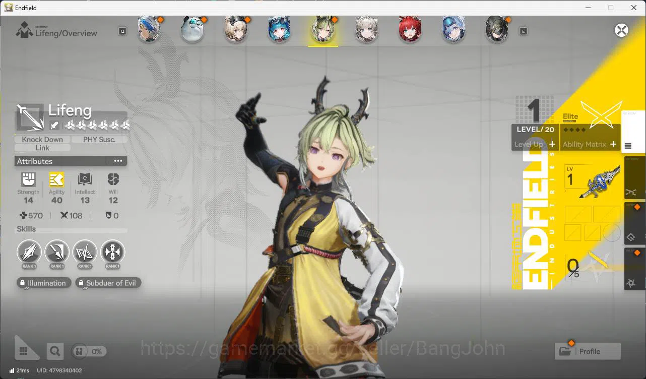 Arknights: Endfield Accounts ASIA | MID GAME | 4limit+4sign | Laevatain P1 +Sign | Yvonne + Sign | Gilberta +Sign| tangtang 10