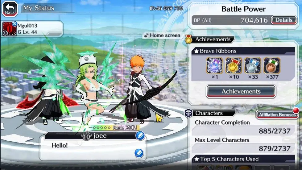 Bleach: Brave Souls Accounts Others [GLOBAL]|40K Orb|2 Ichigo Renewed,TYBW26 Candice,TYBW25 [Yachiru,Nemu],Renewed 2