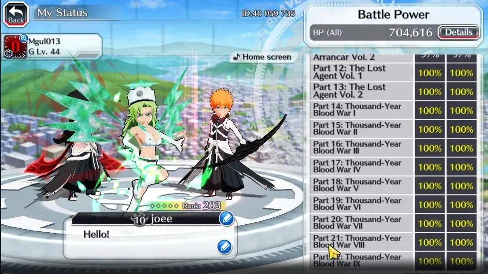 Bleach: Brave Souls Accounts Others [GLOBAL]|40K Orb|2 Ichigo Renewed,TYBW26 Candice,TYBW25 [Yachiru,Nemu],Renewed 5