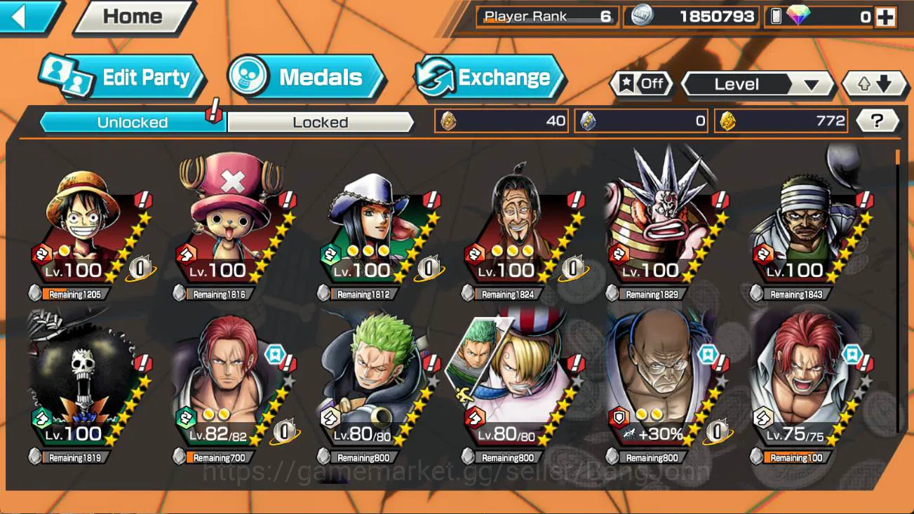 One Piece Bounty Rush Accounts Others GLOBAL | 3 ex, FR shanks, St Ethanbaron, DD shanks, Bikini hancock Check SS OPBR160B 3