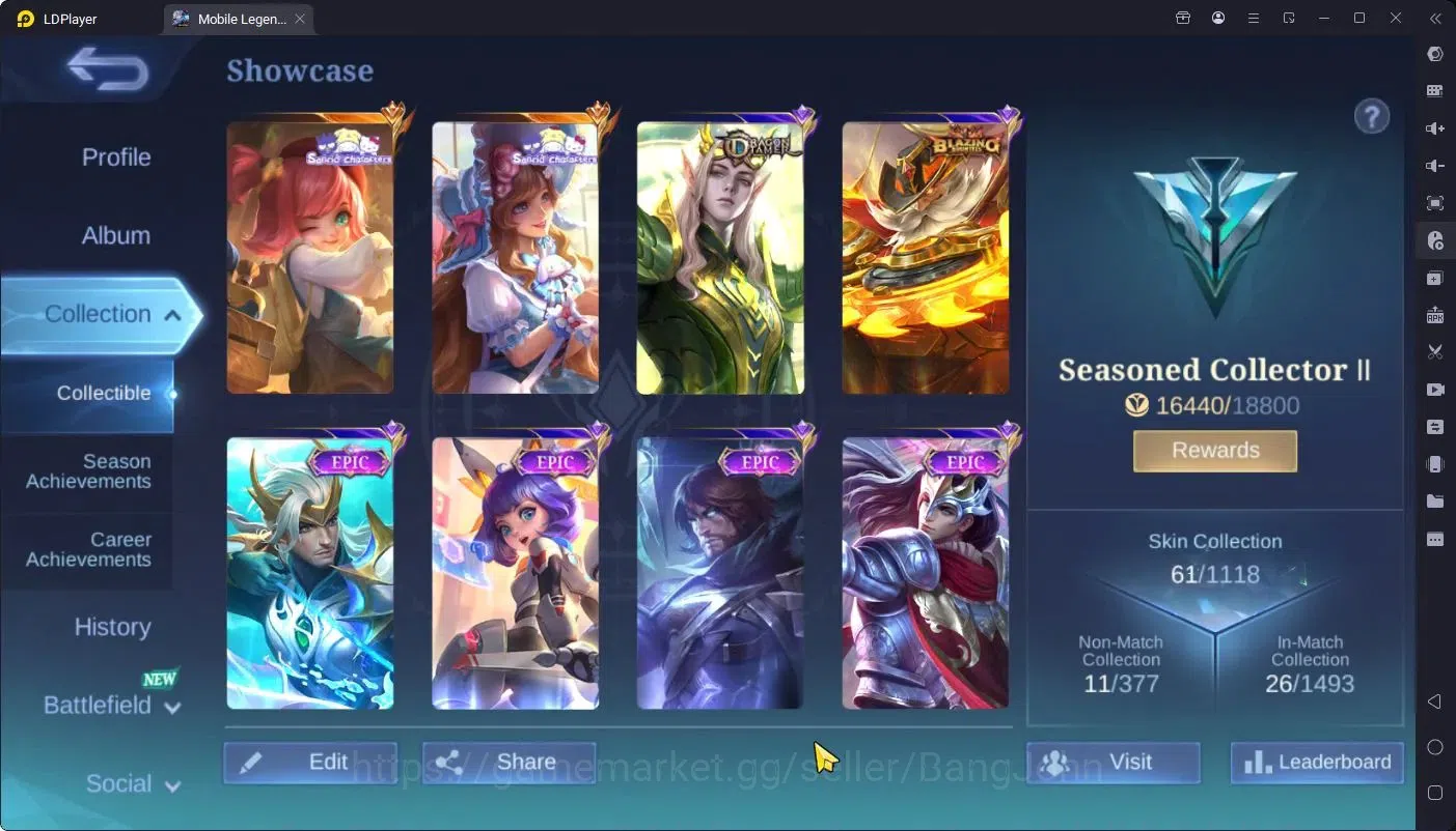 Mobile Legends: Bang Bang Accounts Global |Hero 43|Skin 61|Seasoned|Sanrio: Change,Fl image 2