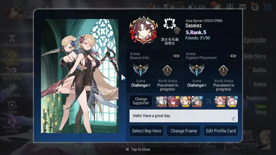 Epic Seven Accounts ASIA UnVerif|21 ML(Rhina&Lucil,LOTScales,BArunka,g image 2