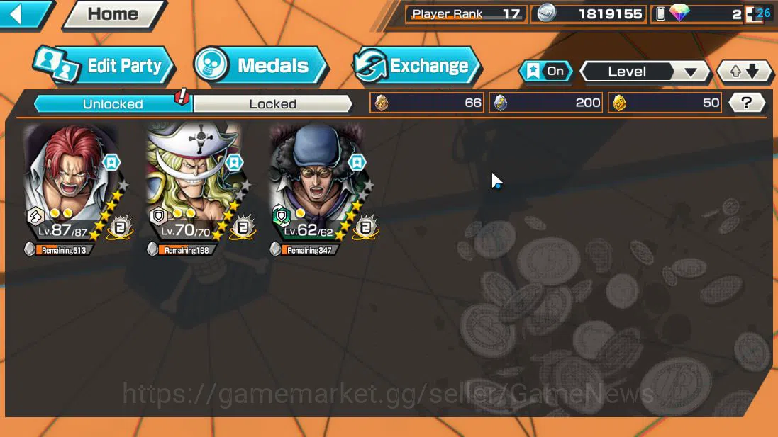 One Piece Bounty Rush Accounts Global| 3 EX| Divine Departure Shanks,Blackbeard P image 4