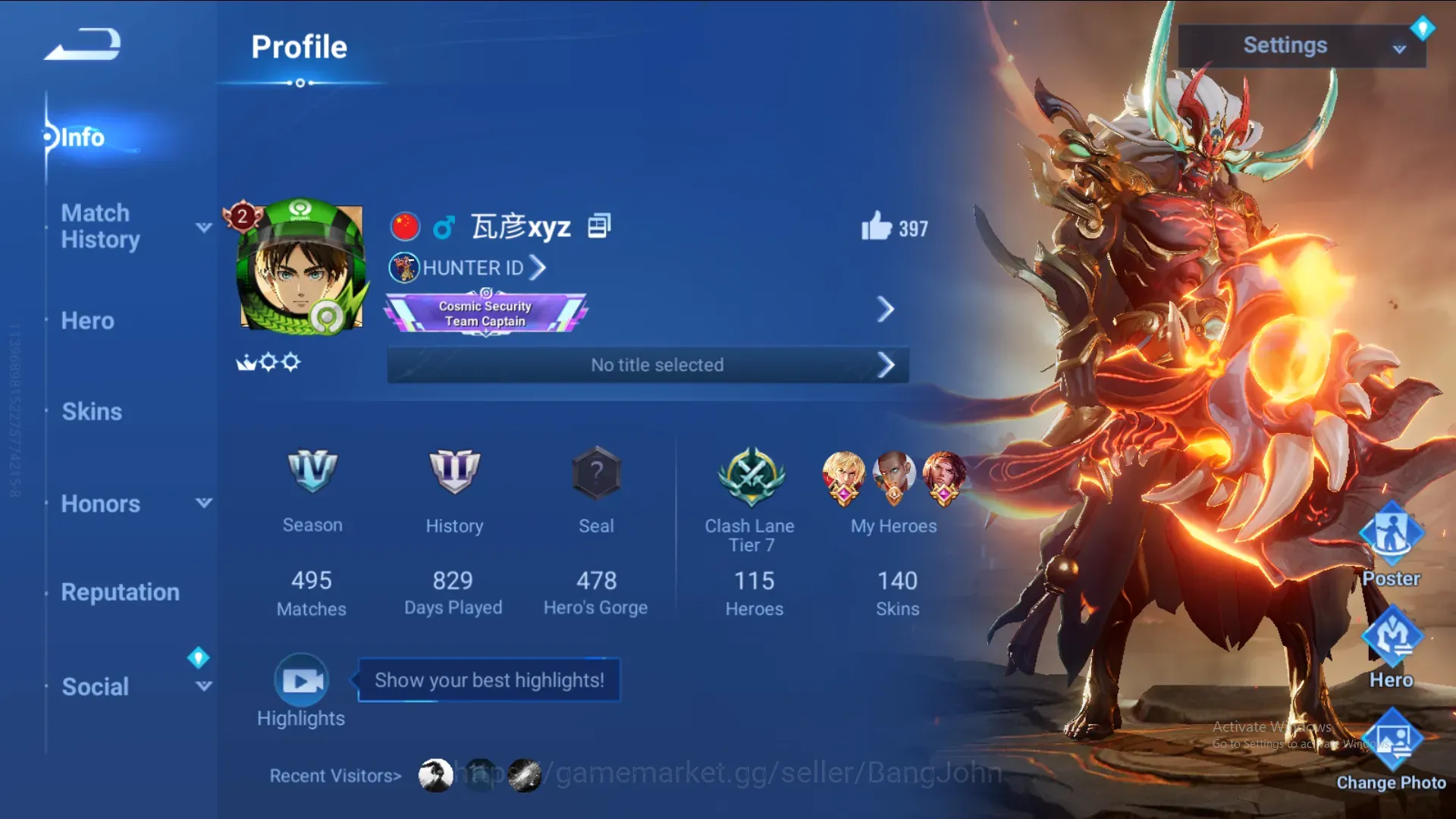 Honor of Kings Accounts Rare Skin Global | 115H 140S | Legend: Angela,Diamn Wei,LadySun,LuBu,Yao,LiXin |SS: Dharma 1