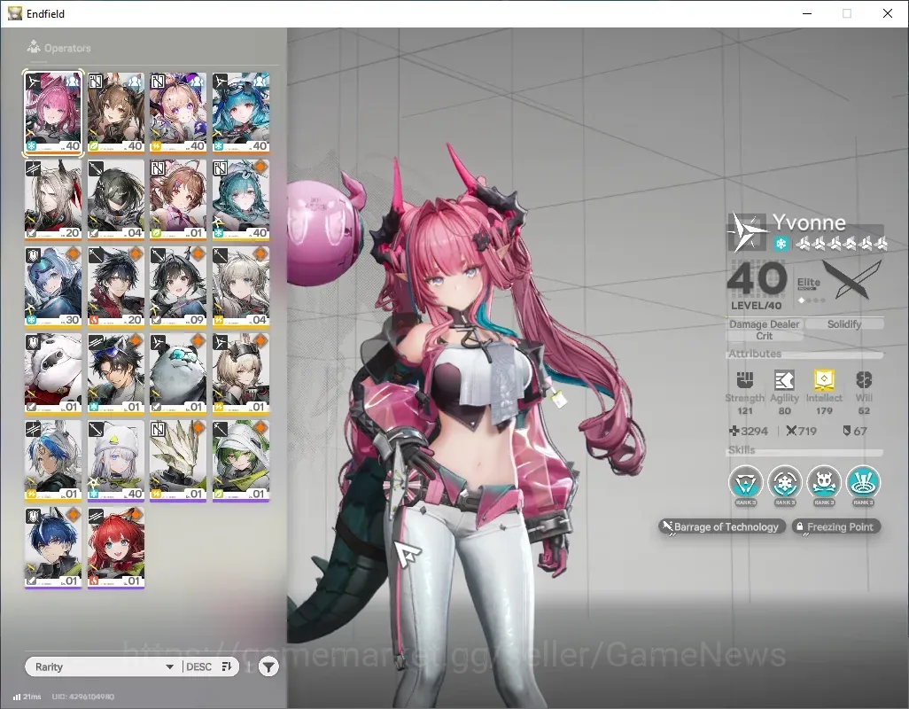 Arknights: Endfield Accounts Asia|Lv 28|6 SSR 3 Limited + 10 (*6 Weapon)|Yvonne P1+Signature,Gilberta,Liino|2 Weapon 1