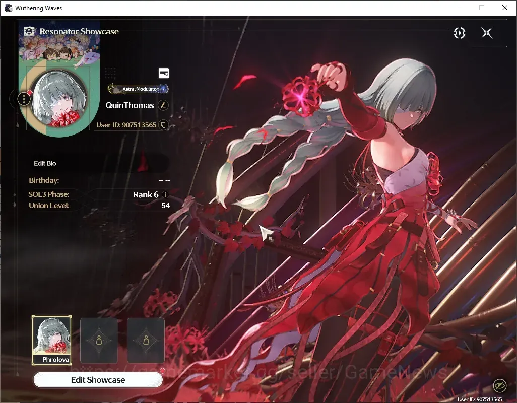 Wuthering Waves Accounts Starter SEA |UL 54|4 Limited (Phrolova RC3)+Sign |Qingxiao,Lucilla,Rebecca +4 STD Char|DB Lv 1