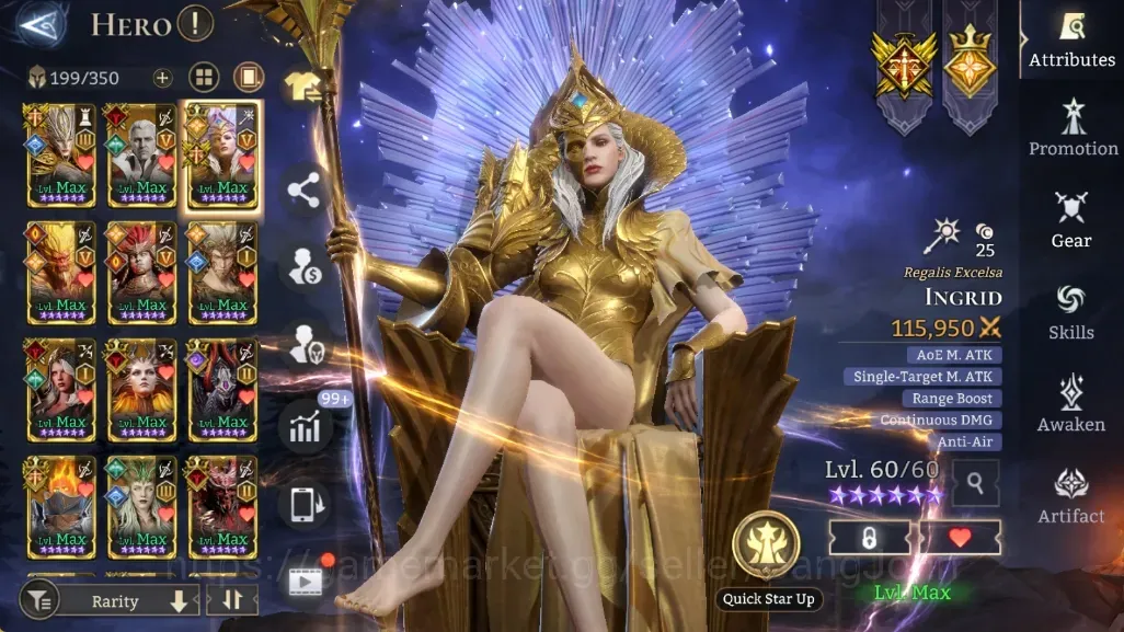 Watcher of Realms Accounts End-Game Global 60xxx|18 Lord:Ingird A5,Jezebelle,Oren,Etc|128 Legend:SunWukong A5,Kigiri 1