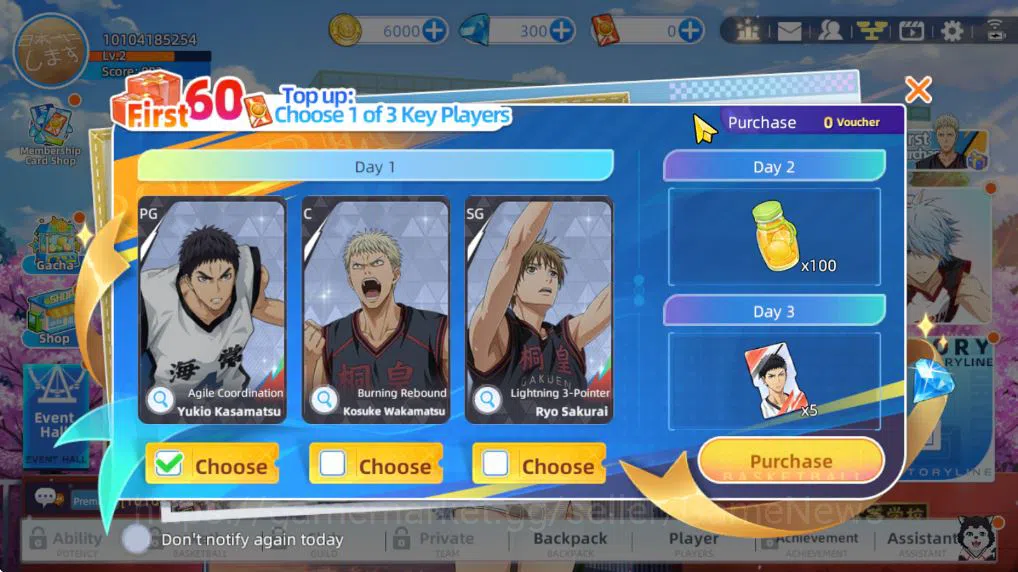 Kuroko's Basketball Street Rivals Accounts SEA SV013|Fresh Starter Lv 2 Limit Zone Taiga Kaga image 1