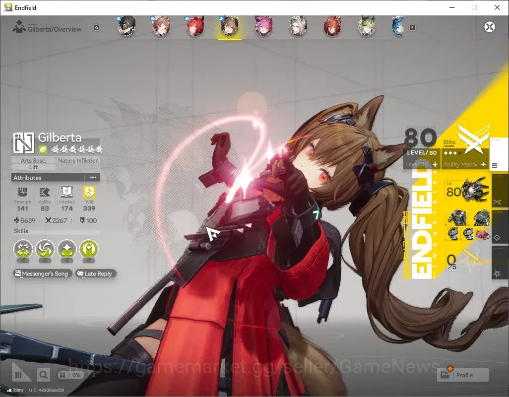 Arknights: Endfield Accounts ASIA|Lv 55|8 SSR (3 Limited) + 22 (*6 Weapon)|[Laevatain,Gilberta,Yvonne] + Signature|10k 4
