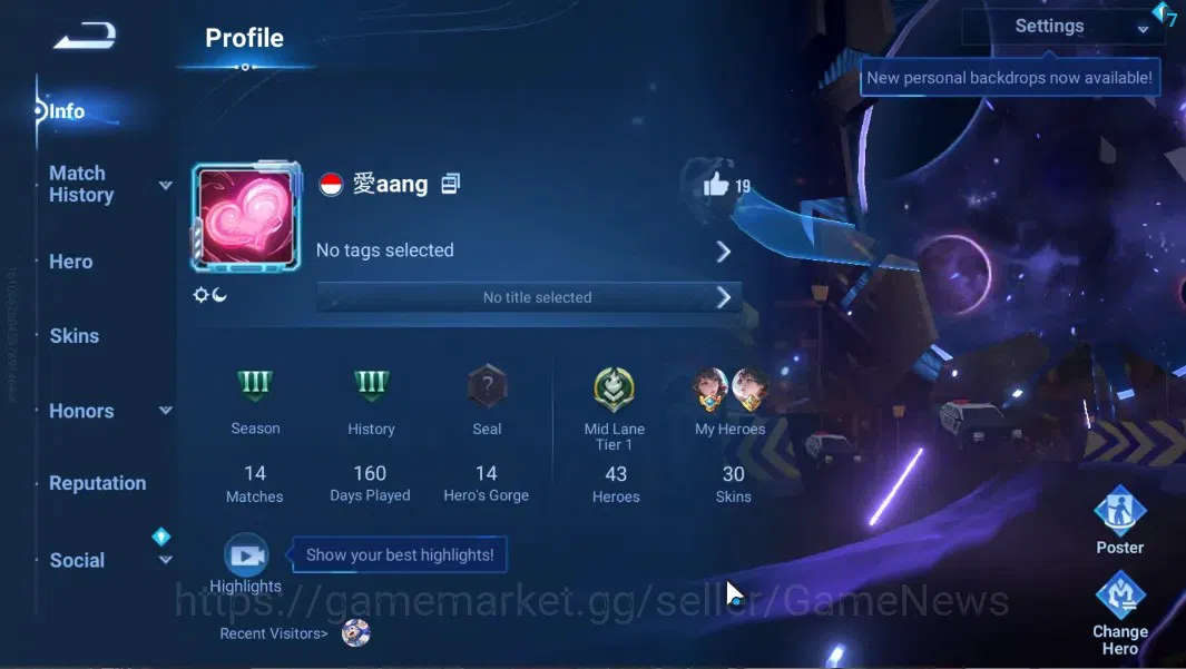 Honor of Kings Accounts Hero 43 Skin 30|Starter with Legend Skin(Di Renjie image 2